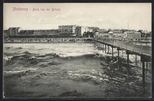 AK Norderney, Blick von der Brücke auf den Ort