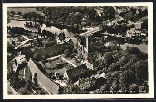 AK Halle /Saale, Burg Giebichenstein und Saalepartie, Fliegeraufnahme