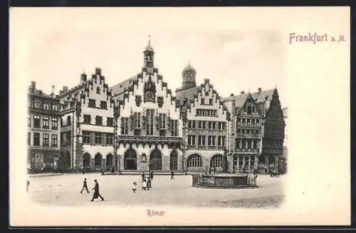 AK Alt-Frankfurt, Römer mit Brunnen