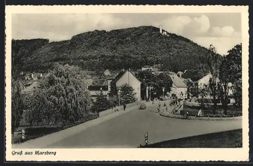 AK Marsberg, Ortsansicht mit Burg auf dem Berg