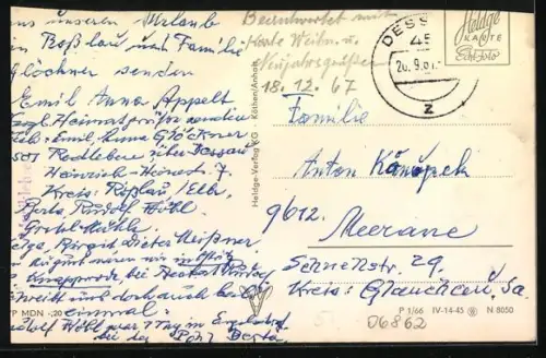 AK Rosslau /Elbe, Blick in die Mitschurinstrasse, Partie an der Elbe, Friedensplatz, Blick zur Südstrasse