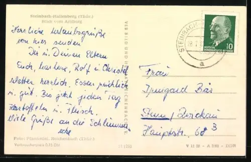 AK Steinbach-Hallenberg /Thür., Ortsansicht mit Kirche vom Arzberg aus