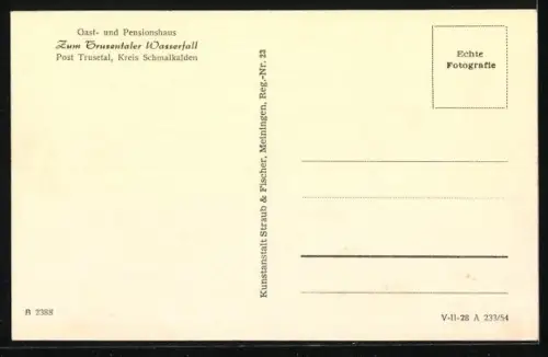 AK Trusetal, Gasthaus Zum Trusentaler Wasserfall, Fachwerk