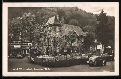 AK Trusetal /Thür., Hotel Wasserfall am Trusentaler Wasserfall, Walther Ittershagen