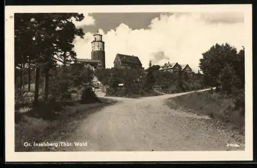 AK Gr. Inselsberg /Thür. Wald, Blick zum Berggipfel mit Aussichtsturm