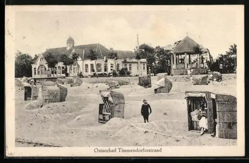 AK Timmendorferstrand, Seeschlösschen Trocadero mit Kursaal und Restaurant, Bes. H. v. Oven