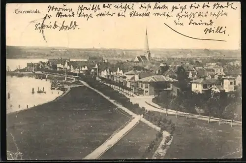 AK Travemünde, Ortsansicht mit Kirche