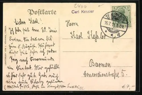 AK Travemünde, Ortsansicht mit Kirche