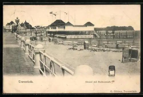 AK Travemünde, Strand mit Badeanstalt