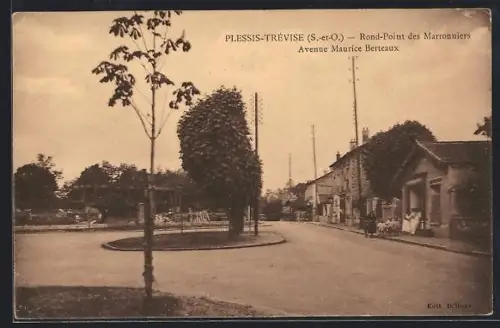 AK Plessis-Trévise /S.-et-O., Rond-Point des Marronniers, Avenue Maurice Berteaux