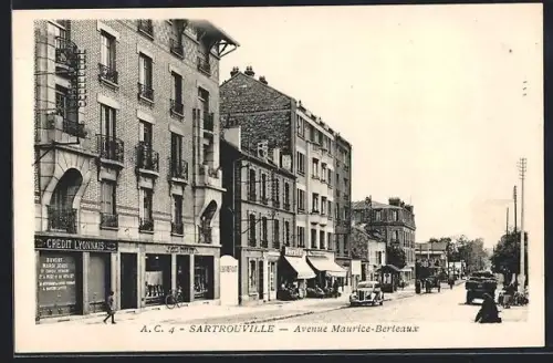 AK Sartrouville, Avenue Maurice-Berteaux avec commerces et voitures