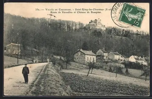 AK Saint-Rémy-lès-Chevreuse /S.-et-O., Route de Versailles et Château de Beauplan