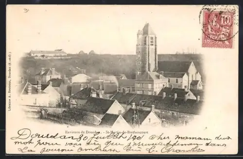AK Saint-Martin-de-Bréthencourt, Vue sur le village et l`église