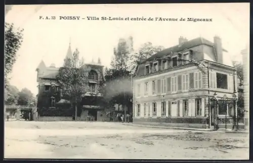 AK Poissy, Villa St-Louis et entrée de l`Avenue de Migneaux