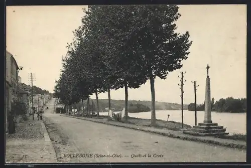AK Rolleboise /Seine-et-Oise, Quai et la Croix
