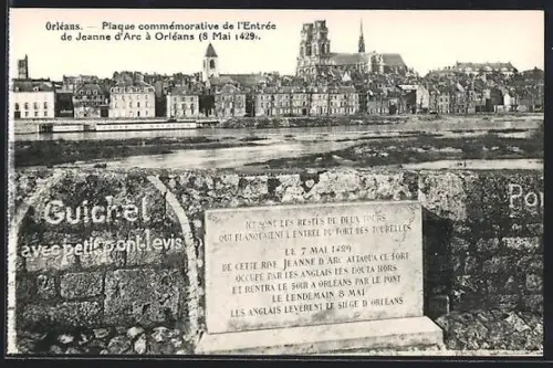 AK Orléans, Plaque commémorative de l`Entrée de Jeanne d`Arc, 8 Mai 1429