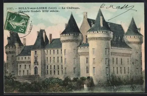 AK Sully-sur-Loire /Loiret, Le Château, Manoir féodal, XIVe siècle