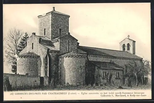 AK Germigny-des-Prés /Châteauneuf, Église construite en 806, côté nord, Monument historique