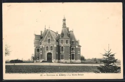 AK Cléry, La Motte-Belair, Élégant château au milieu d`un paysage dégagé
