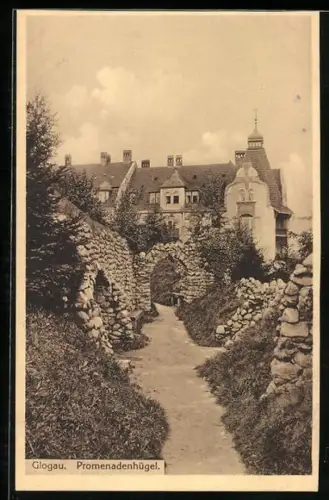 AK Glogau, Promenadenhügel mit Toren