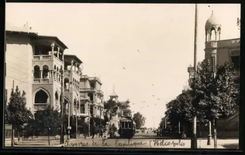 AK Heliopolis, Une rue, Strassenbahn