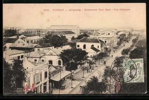 AK Haiphong, Boulevard Paul Bert, Vue Generale