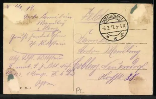 AK Warschau, Markthalle mit Strassenbahn