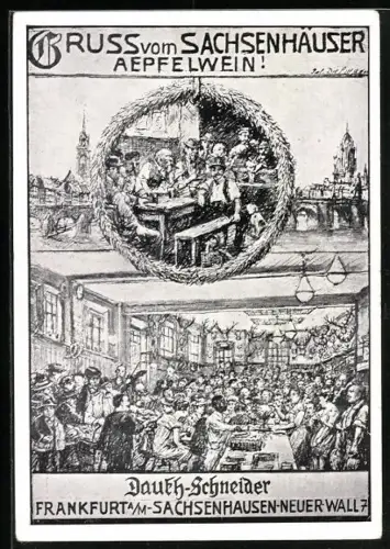 AK Frankfurt a. M.-Sachsenhausen, Gasthaus Dauth-Schneider