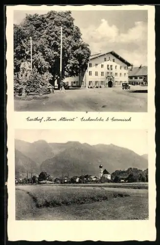 AK Eschenlohe b. Garmisch, Gasthof Zum Altwirt, Ortsansicht