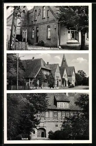 AK Ahlden a. Aller, Kolonialwaren August Wildung, Schloss