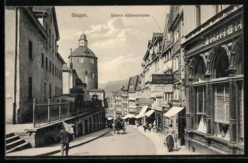 AK Siegen, Untere Kölnerstrasse mit Geschäften