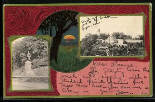 AK Montabaur, Schloss, Kaiser Wilhelm-Denkmal