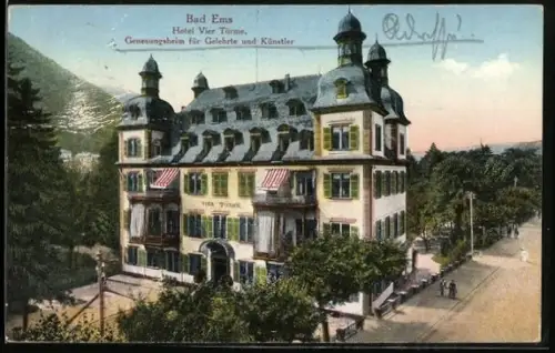 AK Bad Ems, Hotel Vier Türme, Genesungsheim für Gelehrte und Künstler