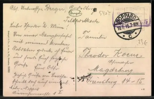 AK Boppard, Partie mit Fähre, Kaiser Wilhelm II., Kaiser Franz Josef I.