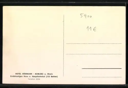 AK Koblenz a. Rhein, Hotel Höhmann