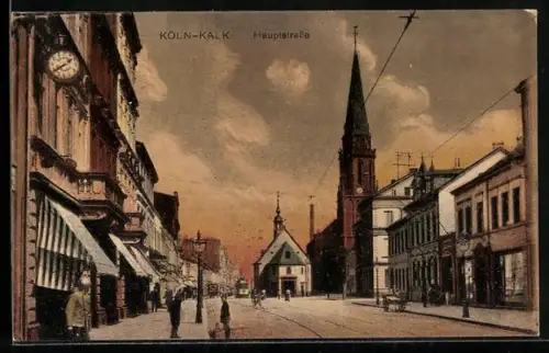AK Köln-Kalk, Strassenbahn in der Hauptstrasse