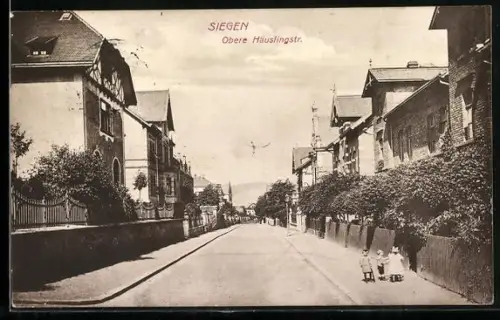 AK Siegen, Obere Häuslingstrasse mit Kindern