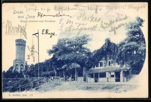 AK Jena, Kriegerdenkmal und Forsthaus