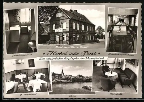 AK Ahlden /Aller, Hotel zur Post mit Innenansichten, Inh. H. u. R. Stamm