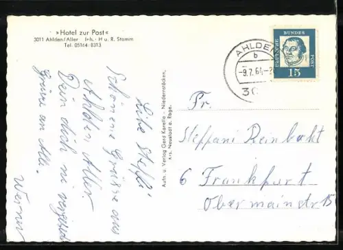 AK Ahlden /Aller, Hotel zur Post mit Innenansichten, Inh. H. u. R. Stamm