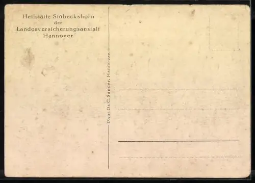 AK Stübeckshorn, Heilstätte Stübeckshorn, Vorderansicht mit Anlagen