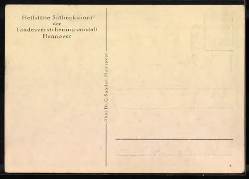 AK Stübeckshorn b. Soltau, Heilstätte der LVA Hannover, Liegehalle