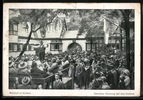 AK Koblenz, Stimmung auf dem Dorfplatz im Weindorf