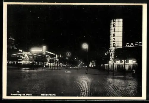 AK Hamburg-St. Pauli, Reeperbahn bei Nacht