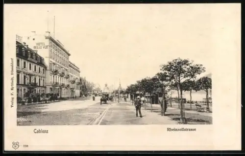 AK Coblenz, Rheinzollstrasse mit Promenade