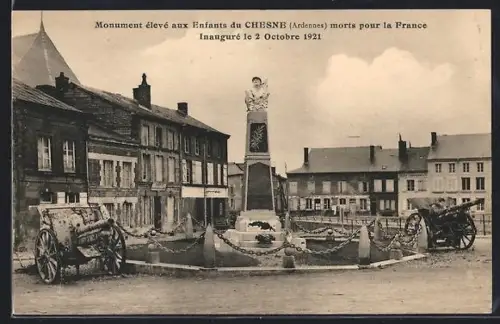 AK Chesne /Ardennes, Monument élevé aux Enfants morts pour la France, Inauguré le 2 Octobre 1921