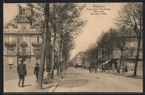 AK Mézieres, Place de la République, Boulevard des Deux Villes