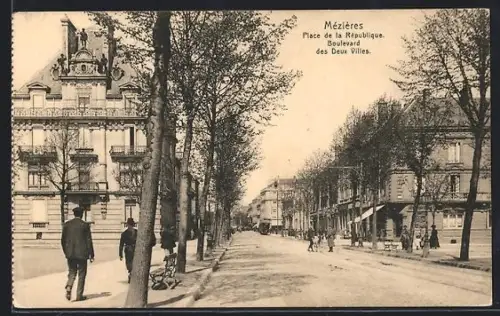 AK Mézieres, Place de la République, Boulevard des Deux Villes