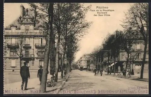 AK Mézieres, Place de la République, Boulevard des Deux Villes