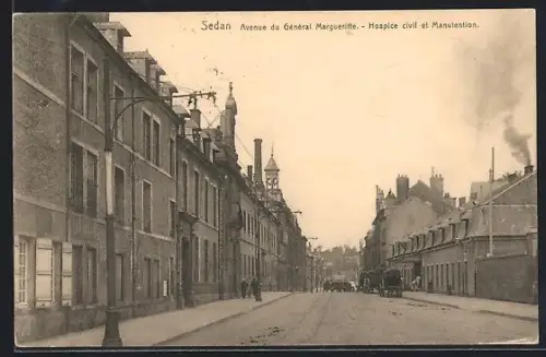 AK Sedan, Avenue du général Margueritte, hospice civil et manutention